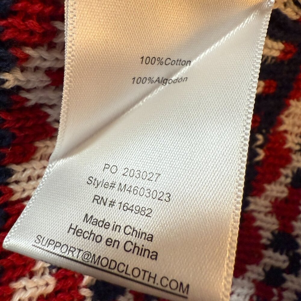 Modcloth Golden Day Raglan 100% Cotton Sweater Buttercream NWT bird fair isle XL - Picture 8 of 11